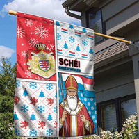 Luxembourg Christmas Garden Flag Kleeschen With Xmas Patterns - Wonder Print Shop