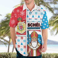 Luxembourg Christmas Hawaiian Shirt Kleeschen With Xmas Patterns - Wonder Print Shop