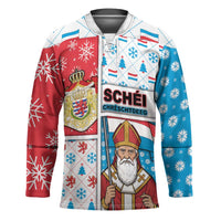 Luxembourg Christmas Hockey Jersey Kleeschen With Xmas Patterns - Wonder Print Shop