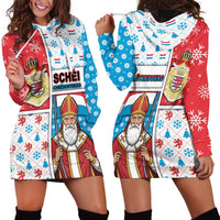 Luxembourg Christmas Hoodie Dress Kleeschen With Xmas Patterns - Wonder Print Shop