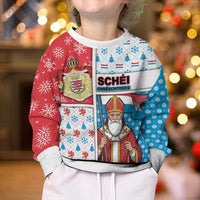 Luxembourg Christmas Kid Ugly Christmas Sweater Kleeschen With Xmas Patterns - Wonder Print Shop