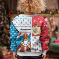 Luxembourg Christmas Kid Ugly Christmas Sweater Kleeschen With Xmas Patterns - Wonder Print Shop