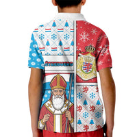 Luxembourg Christmas Kid Polo Shirt Kleeschen With Xmas Patterns - Wonder Print Shop