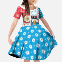 Luxembourg Christmas Kid Short Sleeve Dress Kleeschen With Xmas Patterns - Wonder Print Shop