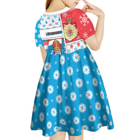 Luxembourg Christmas Kid Short Sleeve Dress Kleeschen With Xmas Patterns - Wonder Print Shop