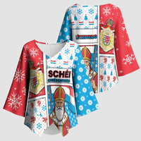 Luxembourg Christmas Kimono Sleeve Blouse Kleeschen With Xmas Patterns - Wonder Print Shop