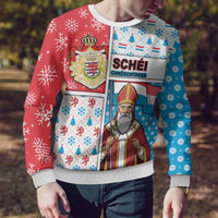 Luxembourg Christmas Ugly Christmas Sweater Kleeschen With Xmas Patterns - Wonder Print Shop