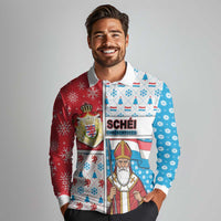 Luxembourg Christmas Long Sleeve Polo Shirt Kleeschen With Xmas Patterns - Wonder Print Shop