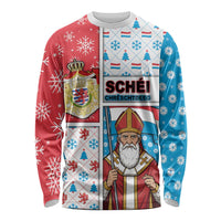 Luxembourg Christmas Long Sleeve Shirt Kleeschen With Xmas Patterns - Wonder Print Shop