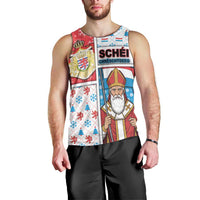 Luxembourg Christmas Men Tank Top Kleeschen With Xmas Patterns - Wonder Print Shop
