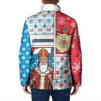 Luxembourg Christmas Padded Jacket Kleeschen With Xmas Patterns - Wonder Print Shop