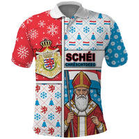 Luxembourg Christmas Polo Shirt Kleeschen With Xmas Patterns - Wonder Print Shop