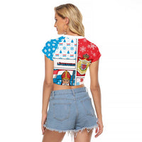 Luxembourg Christmas Raglan Cropped T Shirt Kleeschen With Xmas Patterns - Wonder Print Shop