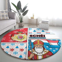 Luxembourg Christmas Round Carpet Kleeschen With Xmas Patterns - Wonder Print Shop
