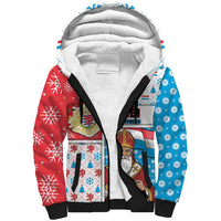 Luxembourg Christmas Sherpa Hoodie Kleeschen With Xmas Patterns - Wonder Print Shop