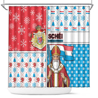 Luxembourg Christmas Shower Curtain Kleeschen With Xmas Patterns - Wonder Print Shop