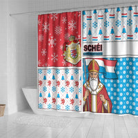 Luxembourg Christmas Shower Curtain Kleeschen With Xmas Patterns - Wonder Print Shop