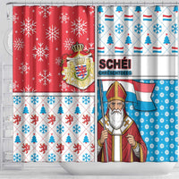 Luxembourg Christmas Shower Curtain Kleeschen With Xmas Patterns - Wonder Print Shop