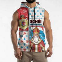 Luxembourg Christmas Sleeveless Hoodie Kleeschen With Xmas Patterns - Wonder Print Shop