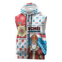 Luxembourg Christmas Sleeveless Zip Hoodie Kleeschen With Xmas Patterns - Wonder Print Shop