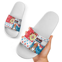 Luxembourg Christmas Slide Sandals Kleeschen With Xmas Patterns - Wonder Print Shop
