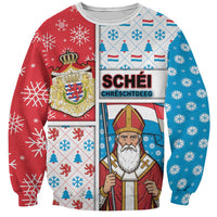 Luxembourg Christmas Sweatshirt Kleeschen With Xmas Patterns - Wonder Print Shop