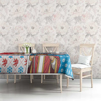 Luxembourg Christmas Tablecloth Kleeschen With Xmas Patterns - Wonder Print Shop