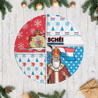 Luxembourg Christmas Tree Skirt Kleeschen With Xmas Patterns - Wonder Print Shop