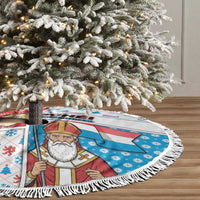 Luxembourg Christmas Tree Skirt Kleeschen With Xmas Patterns - Wonder Print Shop