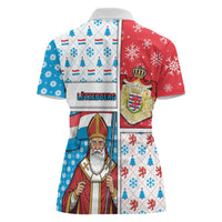 Luxembourg Christmas Women Polo Shirt Kleeschen With Xmas Patterns - Wonder Print Shop