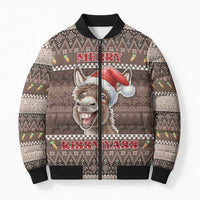 Donkey Christmas Bomber Puffer Jacket Merry Kiss My Ass - Wonder Print Shop