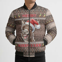 Donkey Christmas Bomber Puffer Jacket Merry Kiss My Ass - Wonder Print Shop