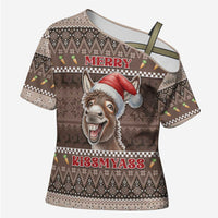 Donkey Christmas Cross Shoulder Shirt Merry Kiss My Ass - Wonder Print Shop