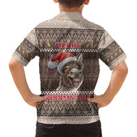 Donkey Christmas Family Matching Off Shoulder Maxi Dress and Hawaiian Shirt Merry Kiss My Ass - Wonder Print Shop