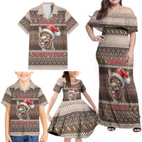 Donkey Christmas Family Matching Off Shoulder Maxi Dress and Hawaiian Shirt Merry Kiss My Ass - Wonder Print Shop