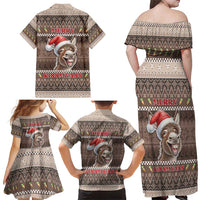 Donkey Christmas Family Matching Off Shoulder Maxi Dress and Hawaiian Shirt Merry Kiss My Ass - Wonder Print Shop