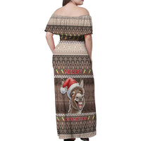 Donkey Christmas Family Matching Off Shoulder Maxi Dress and Hawaiian Shirt Merry Kiss My Ass - Wonder Print Shop