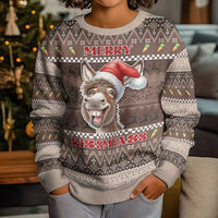 Donkey Christmas Kid Ugly Christmas Sweater Merry Kiss My Ass - Wonder Print Shop