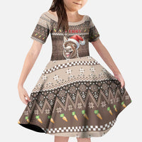 Donkey Christmas Kid Short Sleeve Dress Merry Kiss My Ass - Wonder Print Shop