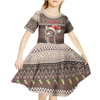 Donkey Christmas Kid Short Sleeve Dress Merry Kiss My Ass - Wonder Print Shop