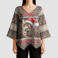 Donkey Christmas Kimono Sleeve Blouse Merry Kiss My Ass - Wonder Print Shop