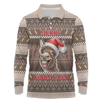 Donkey Christmas Long Sleeve Polo Shirt Merry Kiss My Ass - Wonder Print Shop