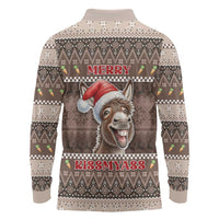 Donkey Christmas Long Sleeve Polo Shirt Merry Kiss My Ass - Wonder Print Shop