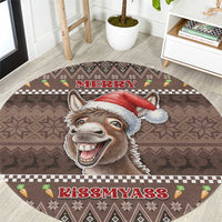 Donkey Christmas Round Carpet Merry Kiss My Ass - Wonder Print Shop