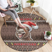 Donkey Christmas Round Carpet Merry Kiss My Ass - Wonder Print Shop