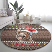 Donkey Christmas Round Carpet Merry Kiss My Ass - Wonder Print Shop