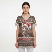 Donkey Christmas Scrub Top Merry Kiss My Ass - Wonder Print Shop