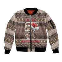 Donkey Christmas Sleeve Zip Bomber Jacket Merry Kiss My Ass - Wonder Print Shop