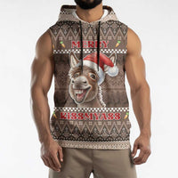 Donkey Christmas Sleeveless Hoodie Merry Kiss My Ass - Wonder Print Shop