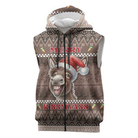 Donkey Christmas Sleeveless Zip Hoodie Merry Kiss My Ass - Wonder Print Shop